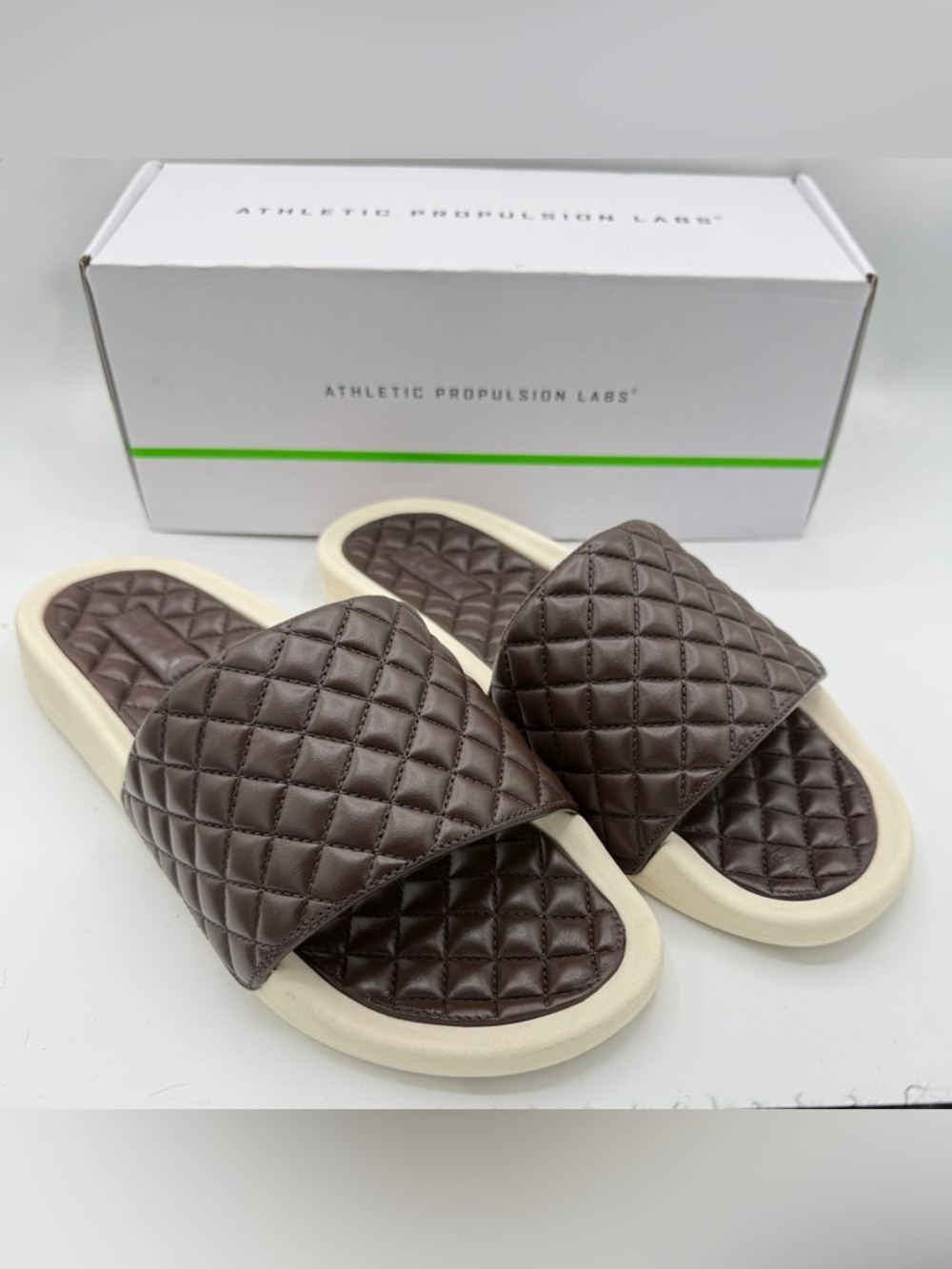 APL Lusso Slide Chocolate Leather/Cream Men's Size 9 Women's Size 10.5 EU 42 NEW
